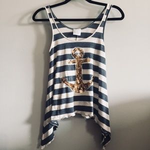Nautical racer back tank
